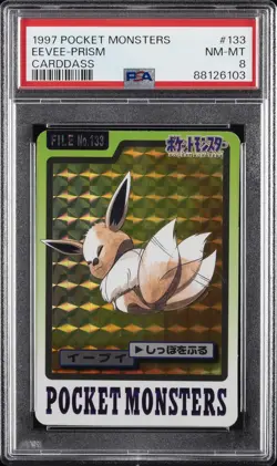 1997 POCKET MONSTERS CARDDASS #133 EEVEE-PRISM PSA 8 - Image 1