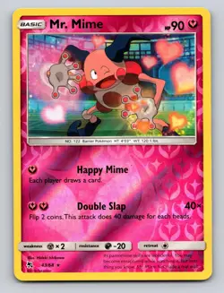 Mr. Mime 43/68 Rare Hidden Fates Discontinued Fairy Type Pokemon Reverse Holo NM - Image 1