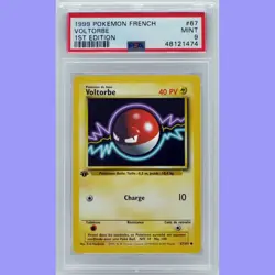 Pokemon 1st Edition Base Set French Voltorb (Voltorbe) 67/102 PSA 9 MINT - Image 1