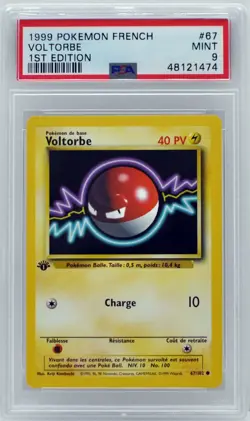 Pokemon 1st Edition Base Set French Voltorb (Voltorbe) 67/102 PSA 9 MINT - Image 3