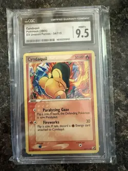 Pokemon 2005 EX Unseen Forces Cyndaquil 54/115 CGC 9.5 PSA - Image 1