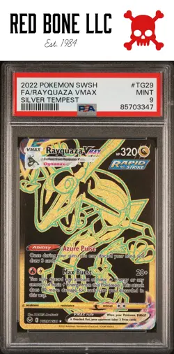 2022 Pokemon Sword & Shield Silver Tempest #TG29 Fa/Rayquaza Vmax MINT PSA 9 - Image 1