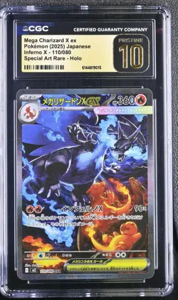 2025 Pokemon Inferno X Mega Charizard X ex Holo Special Art Rare CGC 10 #110/080 - Image 1