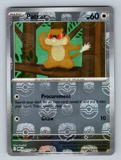 Patrat (Master Ball Pattern) 072/086 Common White Flare Pokemon Holo Near Mint - Image 1