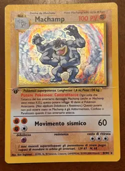 ITALIAN Machamp 8/102 Holo Rare 1st Edition Base Set Pokemon HP Damaged - Image 1