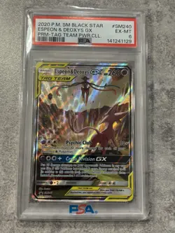 2020 POKEMON SM BLACK STAR PROMO #SM240 ESPEON & DEOXYS GX PSA 6 - Image 1