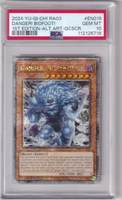 2024 YU-GI-OH RA03 Danger Bigfoot 1st Edition-Alt Art QCSCR #EN019 PSA GEM MT 10 - Image 1