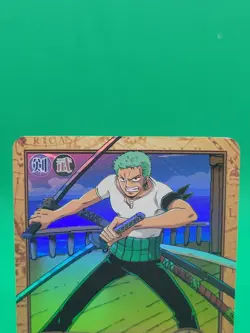 BANDAI One Piece Hyper Battle C492 ZORO HOLO FOIL CARD VINTAGE TCG (2001 Japan) - Image 2