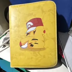 Pikachu Pokemon Zippered 3-Ring Card Binder Album Case Yellow White - Image 2
