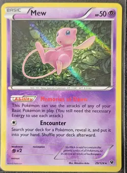 Pokemon Mew TCG Holo Rare Card 29/124 XY Fates Collide NM-LP Near Mint - Image 1