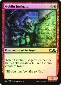 NM Foil Goblin Instigator, MTG, Core Set 2019, Magic the Gathering, 142 *C - Image 1