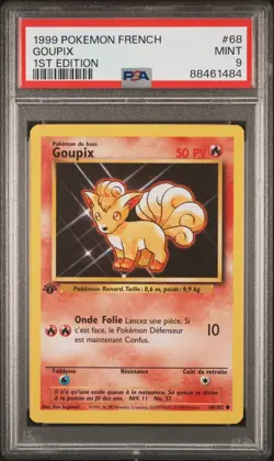 1st Edition Goupix Vulpixv - 68/102 French Base Set Pokemon Card - PSA 9 MINT - Image 1