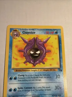 Pokemon Cloyster 32/62 Fossil 1999 Edition Basic 30 HP Common Regular - Image 2