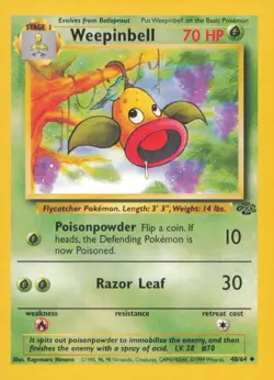 WEEPINBELL 48/64 UNCOMMON JUNGLE POKEMON 1ST EDITION NEAR MINT - Image 1