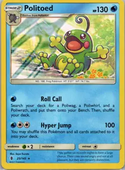 Pokemon TCG Politoed 25/145 Guardians Rising Holo NM - Image 1