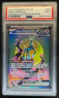 2024 Pokemon SV Temporal Forces TEF EN Iron Crown ex #206/162 PSA 9 - Image 1