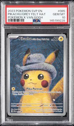 2023 POKEMON SVP EN-SV BLACK STAR PROMO #085 PIKACHU WITH GREY FELT HAT PSA 10 - Image 1