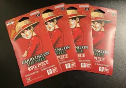 One Piece OP-13 Carrying on His Will Sleeved Blister Booster Packs New LOT OF 4 - Image 1