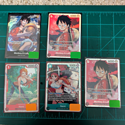 Bandai One Piece CCG OP01 Lot 5 Luffy & Nami Alt Art Foil English - Image 1