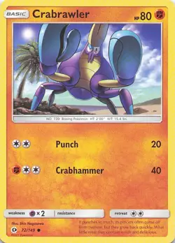 Pokemon Card - Crabrawler - (72/149 - SM Base Set) - Image 1