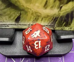 Scourge Spindown Life Counter D20 MTG Magic: the Gathering RED Speckled RARE 🔥 - Image 1
