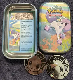 Pokemon Trading Card Game Galar Pals Mini Tin W/ 1 card Galarian Ponyta #077 - Image 1