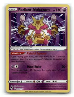 Radiant Alakazam 059/195 Radiant Rare Silver Tempest Pokemon Holo NM - Image 1