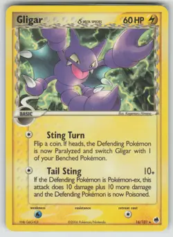Pokemon Gligar (Delta Species) Rare Dragon Frontiers 16/101 NM - Image 1