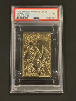 1999 BURGER KING POKEMON GOLD CARDS CHARIZARD PSA 7 - Image 1