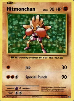 Hitmonchan 62/108 Holo Rare Evolutions Pokemon Lightly Played/Print line - Image 1