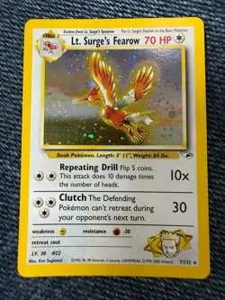 WOTC Pokemon TCG Lt. Surge's Fearow Gym Heroes 7/132 Unlimited Holo Rare Eng - Image 1