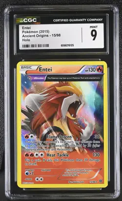 CGC 9 MINT Entei 2015 Ancient Origins 15/98 Holo Pokemon Card - Image 1
