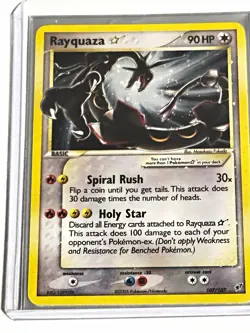 Pokemon TCG Rayquaza Gold Star 107/107 Deoxys Holo Ultra Rare 2005 Double Swirl - Image 1