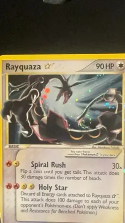 Pokemon TCG Rayquaza Gold Star 107/107 Deoxys Holo Ultra Rare 2005 Double Swirl - Image 3