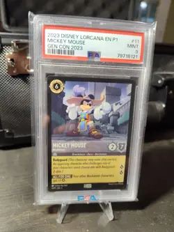 2023 DISNEY LORCANA EN P1-PROMO GEN CON 2023 #11 MICKEY MOUSE - MUSKETEER PSA 9 - Image 1