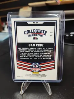 2026 Panini Stars & Stripes Prizm USA Baseball #24 Juan Cruz BLACK/GOLD 1/5 - Image 2