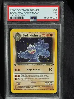 2000 POKEMON ROCKET 1ST EDITION #10 DARK MACHAMP-HOLO NM-PSA 7 SWIRL! - Image 1