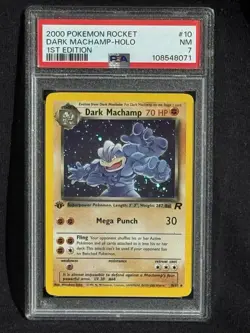 2000 POKEMON ROCKET 1ST EDITION #10 DARK MACHAMP-HOLO NM-PSA 7 SWIRL! - Image 2
