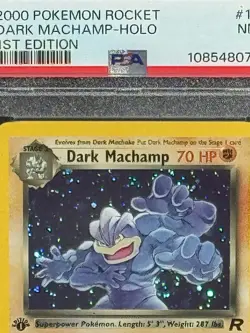 2000 POKEMON ROCKET 1ST EDITION #10 DARK MACHAMP-HOLO NM-PSA 7 SWIRL! - Image 3