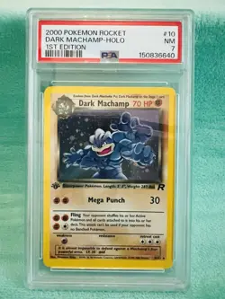 2000 POKEMON ROCKET 1ST EDITION #10 DARK MACHAMP-HOLO PSA 7 - Image 1