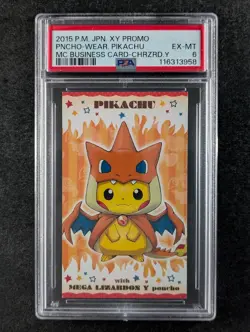 2015 Pokemon PONCHO-WEAR PIKACHU Mega Campaign Business Card - Charizard Y PSA 6 - Image 1