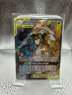 Reshiram & Zekrom GX Full Art Holo Card 222/236 Sm-Cosmic Eclipse - Near Mint - Image 1