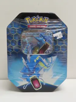 2019 Pokemon Hidden Fates Gyarados GX Factory Sealed Collector's Tin Box - Image 1