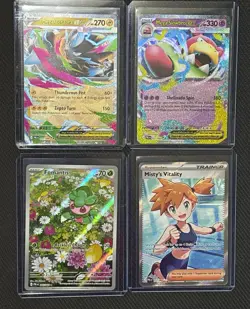 Pokemon TCG 4 Card Lot Pitch Black Ultra Rare Full Misty’s Vitality IR Fomantis - Image 1