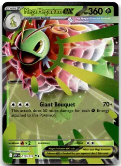 MEGA MEGANIUM EX 010/217 -- NM/M -- DOUBLE RARE ASCENDED HEROES POKEMON HOLO -- - Image 1