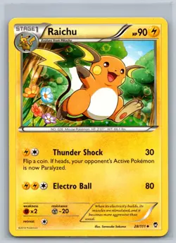Raichu 28/111 Uncommon Furious Fists Pokemon Lightly Played - Image 1