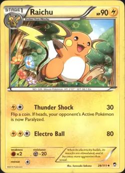 RAICHU 28/111 UNCOMMON FURIOUS FISTS POKEMON LP - Image 1