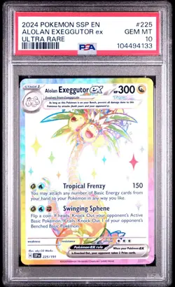 2024 POKEMON SSP EN - #225 ALOLAN EXEGGUTOR ex ULTRA RARE- PSA 10 💎 - Image 2