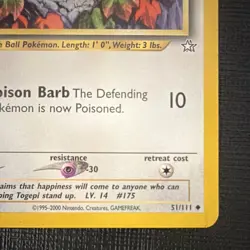 Pokemon TCG Togepi 51/111 Neo Genesis 1st Edition Uncommon Regular 40 HP - Image 5