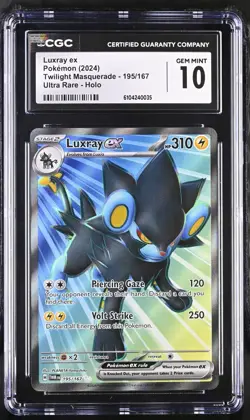 Pokemon TCG Luxray ex 195/167 2024 Twilight Masquerade Ultra Rare PSA CGG 10 - Image 1